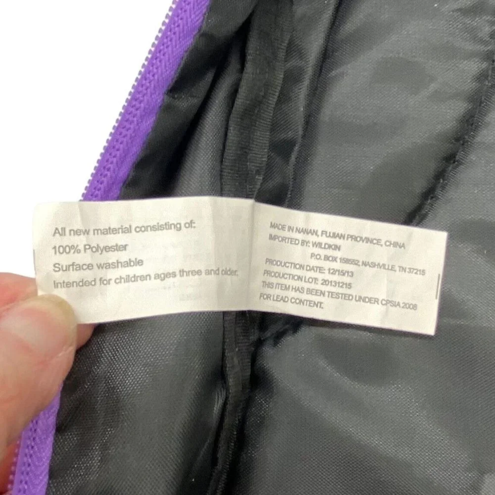 Wildkin Kids Zip 2 Compartment Backpack Overnight School Bag Purple Wishbone EUC